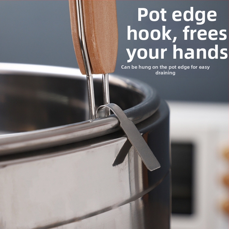 Стоманена кошница за пържене и цедка за нудели – антихлъзгаща се, защита срещу изгаряния, модерен стил