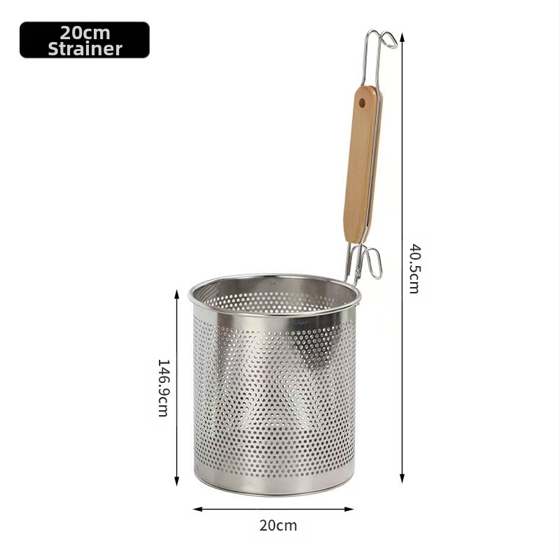 Nerūdijančio plieno kepimo krepšelis ir makaronų sietelis – neslidus, apsauga nuo nudegimų, modernus paprastas stilius