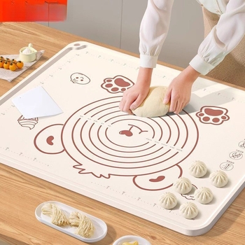 Meškiuko silikoninis tešlos minkymo kilimėlis, storintas, maisto kokybės, virtuvėje tešlai kočioti