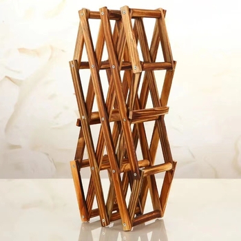 Medinis vyno laikiklis, sulankstomas, daugiasluoksnis, modernus paprastų linijų stilius | Prekės ženklas Bamboo | Diegimas rinkoje: 2021 m. vasara