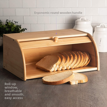 Μπαμπού κουτί ψωμιού με επιτραπέζιο αποθηκευτικό συρτάρι για την κουζίνα – Οργανωτής τροφίμων, κυκλοφόρησε το 2020