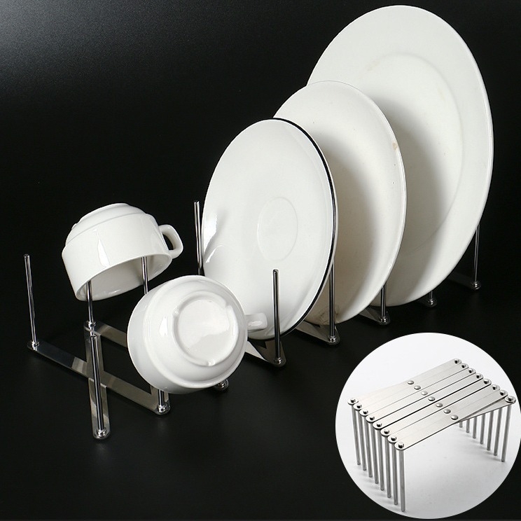 Държач за съдове от неръждаема стомана, телескопично регулируем, сгъваем, многофункционален сушилник за съдове