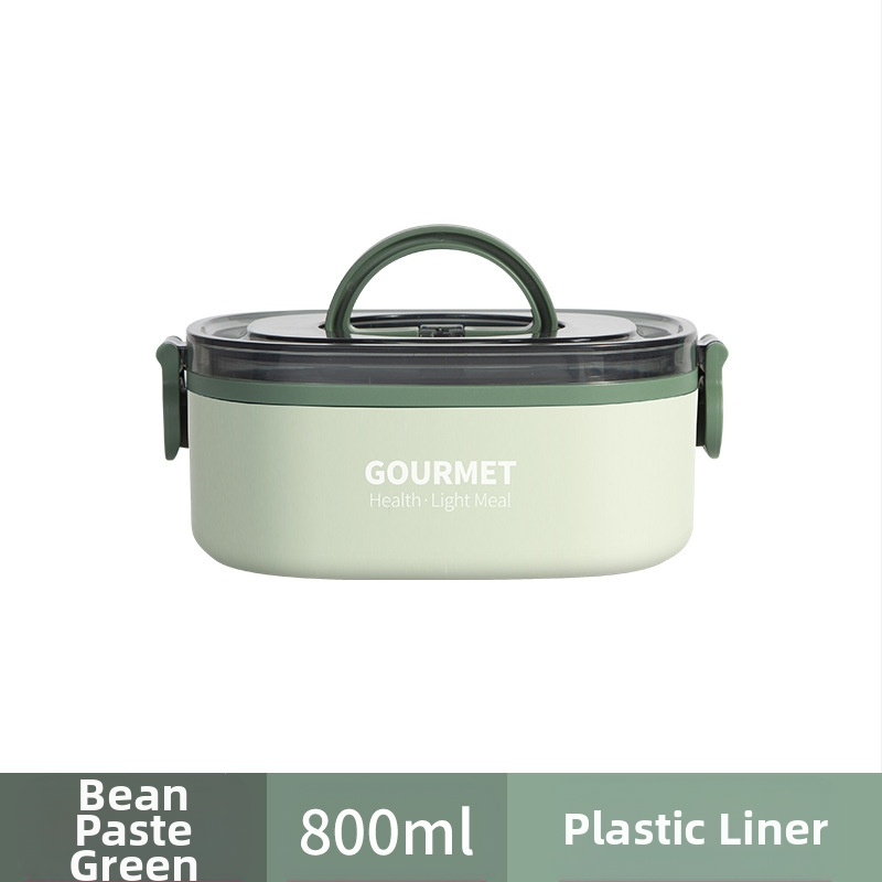 Plastmasas pusdienu kastīte, trīs slāņu izolācija, kvadrāta forma, tilpums 0.8–2 L, nav piemērota mikroviļņu krāsnij.