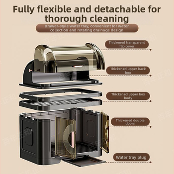 Πλαστικό ράφι αποστράγγισης για πιάτα, τριών επιπέδων, κρεμαστό στον τοίχο, με καπάκι