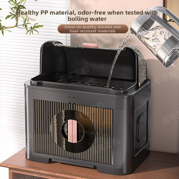 Πλαστικό ράφι αποστράγγισης για πιάτα, τριών επιπέδων, κρεμαστό στον τοίχο, με καπάκι