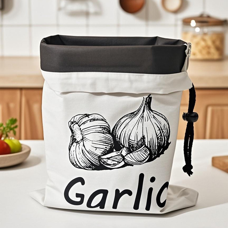 Vászon tároló táska kötős zárással — logó nyomtatás, szitanyomtatás, tömeg 70 g, stil zsebes táska