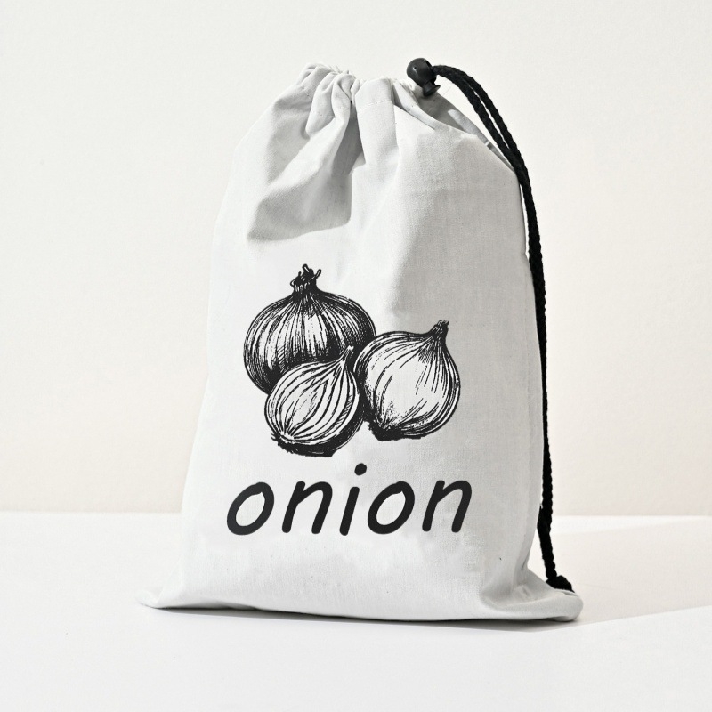 Vászon tároló táska kötős zárással — logó nyomtatás, szitanyomtatás, tömeg 70 g, stil zsebes táska