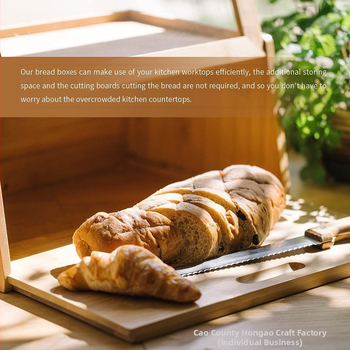 Medinė duonos dėžutė su kūrybiniu dizainu, dulkių atspari laikymo dėžė, Hong Ao prekės ženklas, logotipo spauda ir pritaikymas galimi
