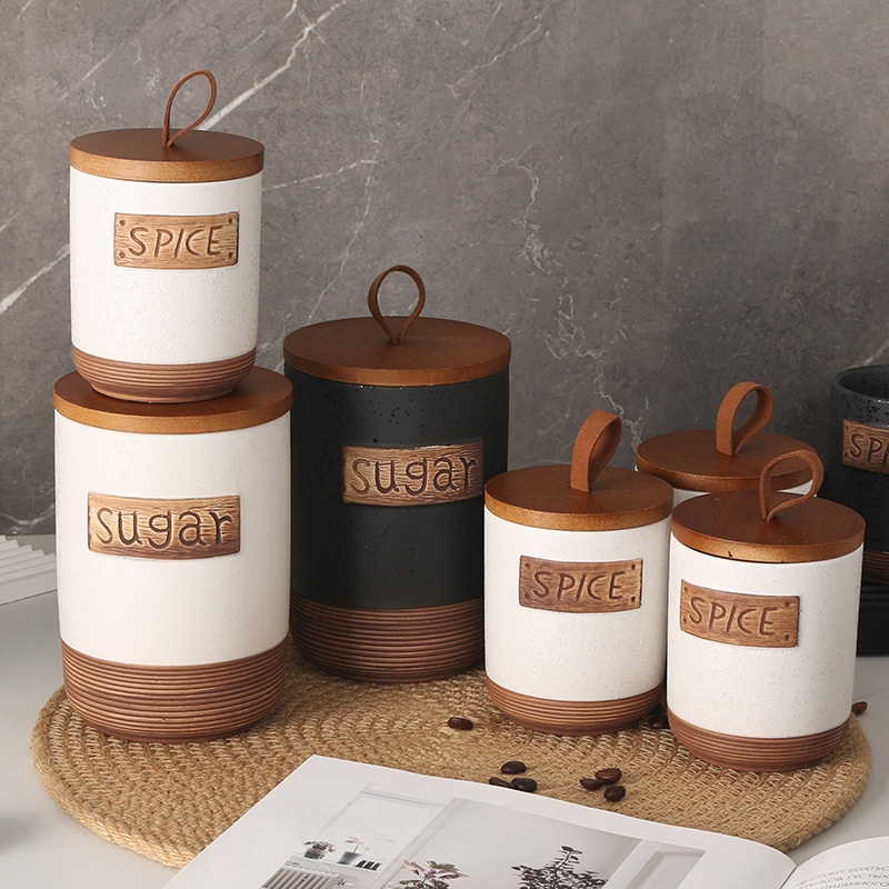 Керамичен буркан за зърна кафе със запечатване срещу влага и прах, обем 800–1000 мл, хранителен клас, кръгла форма, възможност за персонализация