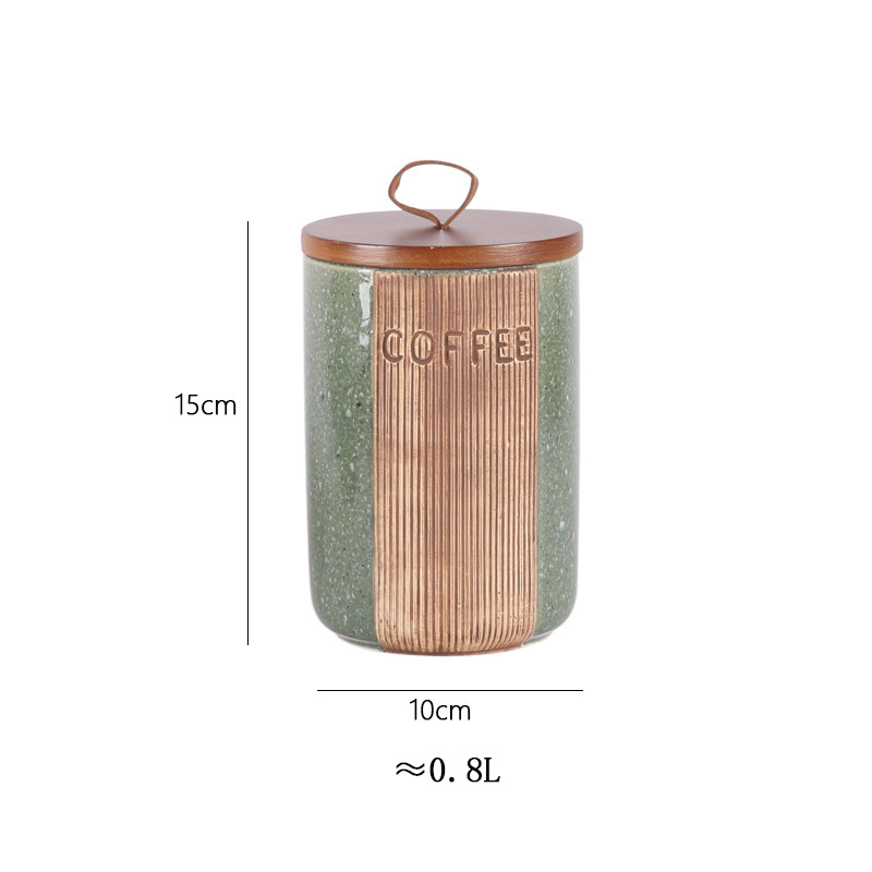Керамичен буркан за зърна кафе със запечатване срещу влага и прах, обем 800–1000 мл, хранителен клас, кръгла форма, възможност за персонализация