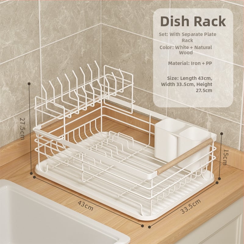 Notekas trauku plaukts virtuvē – dzelzs stieples materiāls, mūsdienīgs minimālisma stils, uzglabāšana pie izlietnes, piemērots bļodām un traukiem