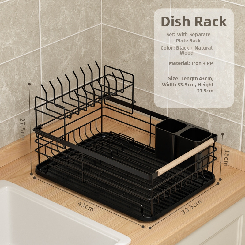 Notekas trauku plaukts virtuvē – dzelzs stieples materiāls, mūsdienīgs minimālisma stils, uzglabāšana pie izlietnes, piemērots bļodām un traukiem