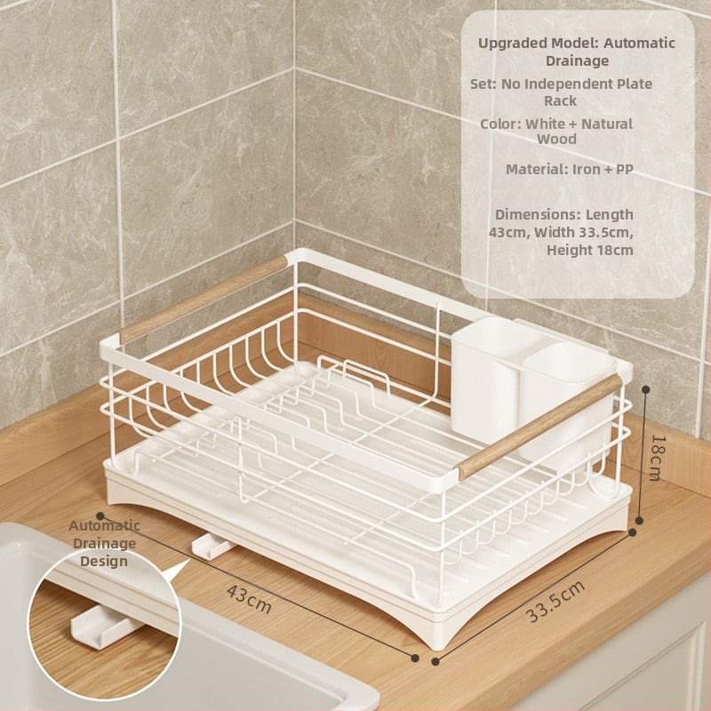 Notekas trauku plaukts virtuvē – dzelzs stieples materiāls, mūsdienīgs minimālisma stils, uzglabāšana pie izlietnes, piemērots bļodām un traukiem