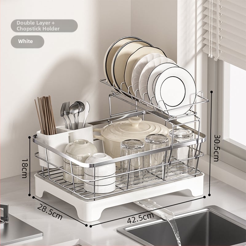 Notekas trauku plaukts virtuvē – dzelzs stieples materiāls, mūsdienīgs minimālisma stils, uzglabāšana pie izlietnes, piemērots bļodām un traukiem