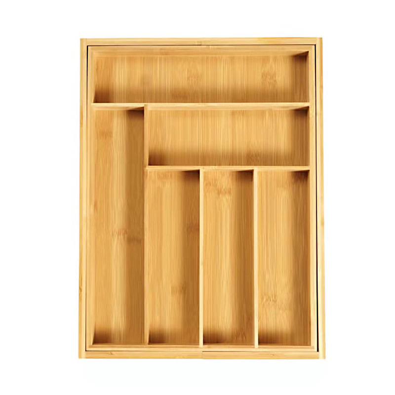 Μπαμπού κουτί αποθήκευσης μαχαιροπίρων για την κουζίνα, με πολλά διαμερίσματα, μοντέρνο μινιμαλιστικό στυλ