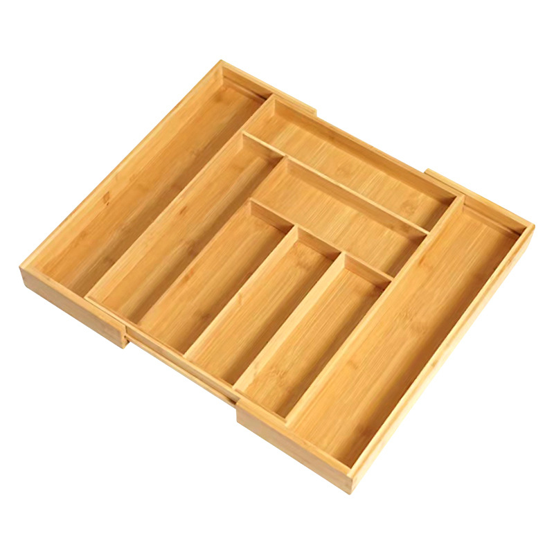 Μπαμπού κουτί αποθήκευσης μαχαιροπίρων για την κουζίνα, με πολλά διαμερίσματα, μοντέρνο μινιμαλιστικό στυλ