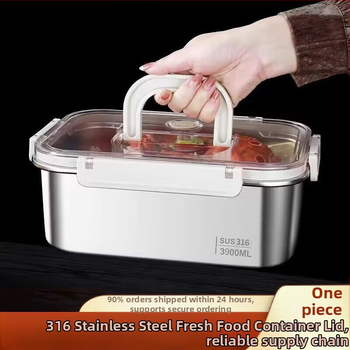 Taisnstūra 316 nerūsējošā tērauda pārtikas uzglabāšanas kastīte, pārtikas kvalitāte, noslēgta ar vāciņu, pārnēsājama, 800–1000 ml