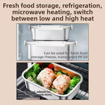 Taisnstūra 316 nerūsējošā tērauda pārtikas uzglabāšanas kastīte, pārtikas kvalitāte, noslēgta ar vāciņu, pārnēsājama, 800–1000 ml