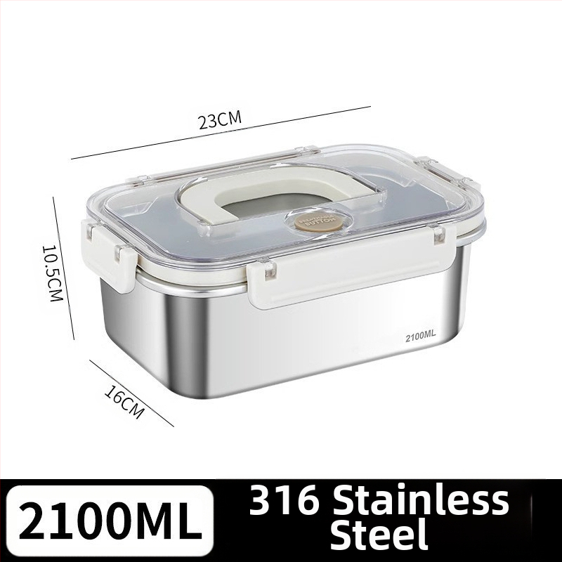 Taisnstūra 316 nerūsējošā tērauda pārtikas uzglabāšanas kastīte, pārtikas kvalitāte, noslēgta ar vāciņu, pārnēsājama, 800–1000 ml