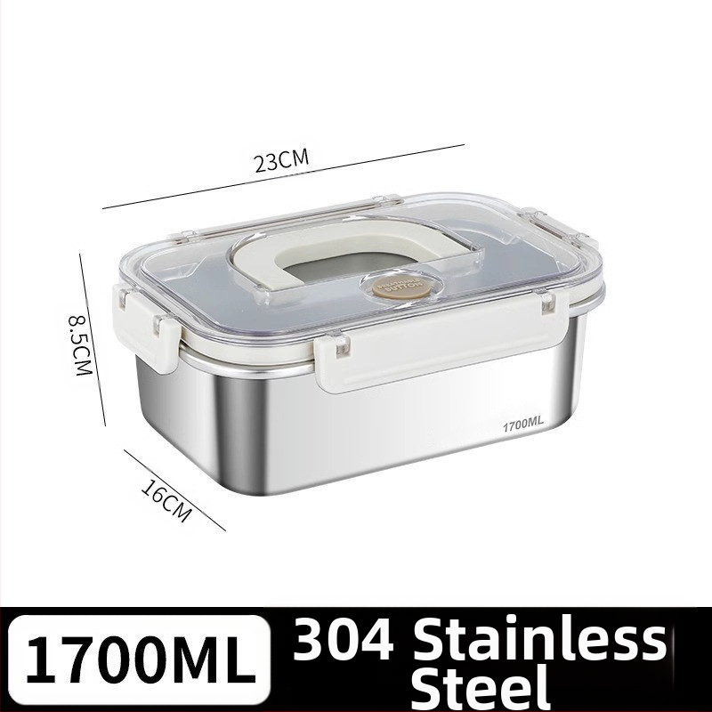 Taisnstūra 316 nerūsējošā tērauda pārtikas uzglabāšanas kastīte, pārtikas kvalitāte, noslēgta ar vāciņu, pārnēsājama, 800–1000 ml