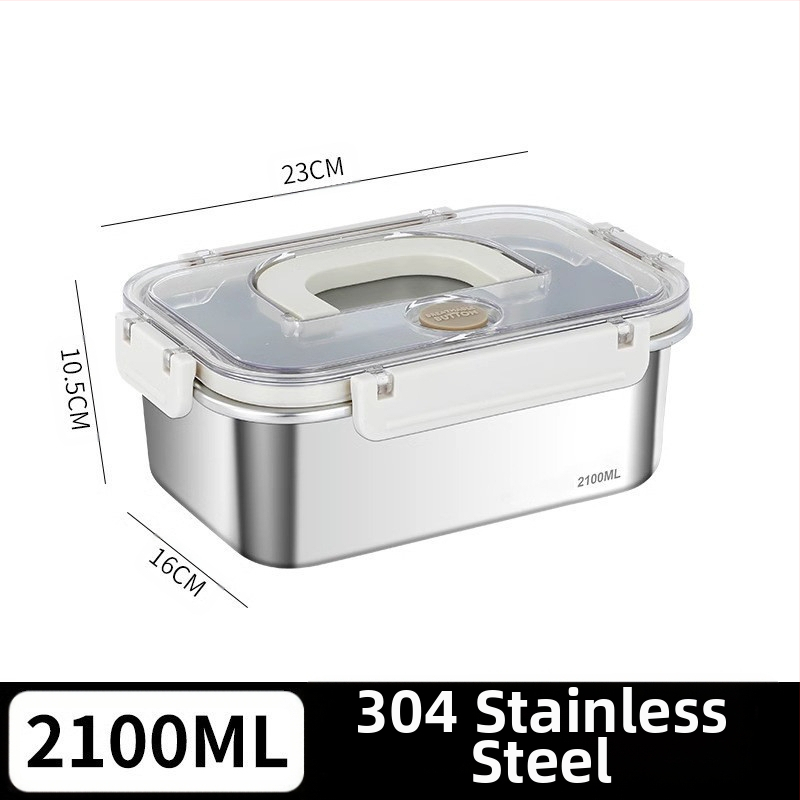 Taisnstūra 316 nerūsējošā tērauda pārtikas uzglabāšanas kastīte, pārtikas kvalitāte, noslēgta ar vāciņu, pārnēsājama, 800–1000 ml