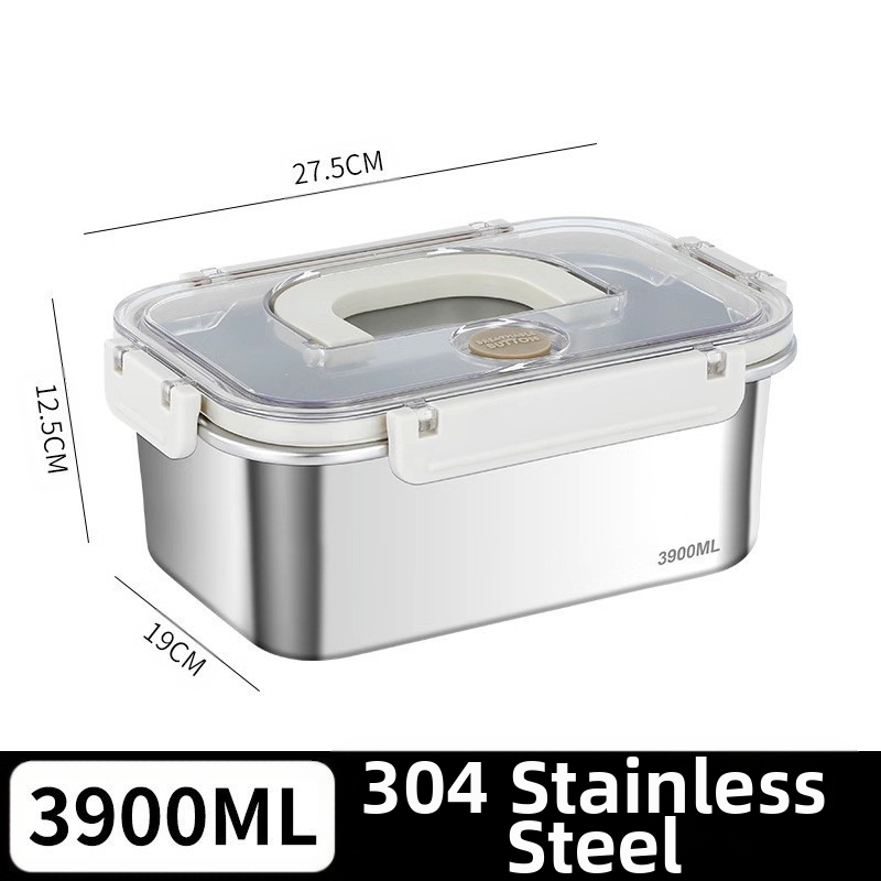Taisnstūra 316 nerūsējošā tērauda pārtikas uzglabāšanas kastīte, pārtikas kvalitāte, noslēgta ar vāciņu, pārnēsājama, 800–1000 ml