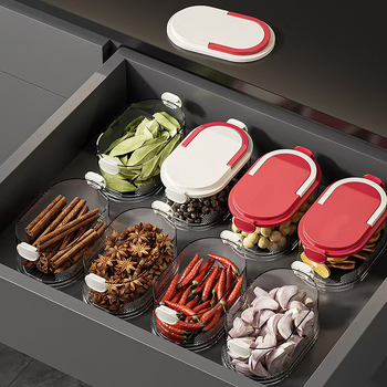 Πλαστικό δοχείο αποθήκευσης μπαχαρικών, κορεατικό στυλ, μη κανονικό σχήμα, 1–5 στρώσεις