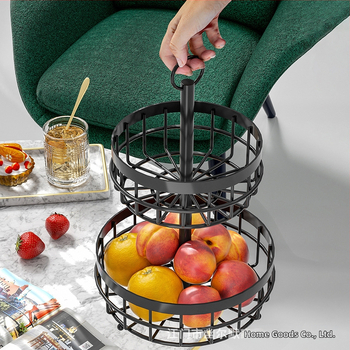 Σφυρήλατο σίδερο διπλό καλάθι φρούτων και ψωμιού, πολυλειτουργική βάση για επιφάνεια κουζίνας και μπάνιου, ευρωπαϊκό στυλ, χάλυβας άνθρακα, Φθινόπωρο 2022, μοντέρνο μινιμαλιστικό στυλ