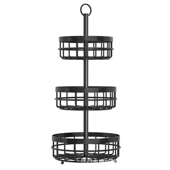 Σφυρήλατο σίδερο διπλό καλάθι φρούτων και ψωμιού, πολυλειτουργική βάση για επιφάνεια κουζίνας και μπάνιου, ευρωπαϊκό στυλ, χάλυβας άνθρακα, Φθινόπωρο 2022, μοντέρνο μινιμαλιστικό στυλ