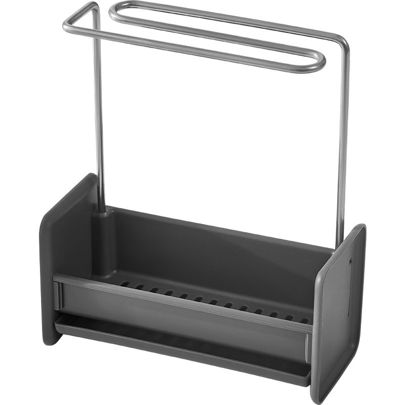 Raft de bucătărie din oțel inoxidabil pentru bureți și cârpe — fără găuri de montaj, montaj pe masă sau pe perete, multifuncțional, 1 nivel