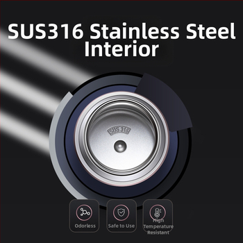 Enermei 316 nerūdijančio plieno maisto dėžutė su plataus atidarymo burna, didelė talpa, dangtelis, 12–24 valandų šilumos izoliacija