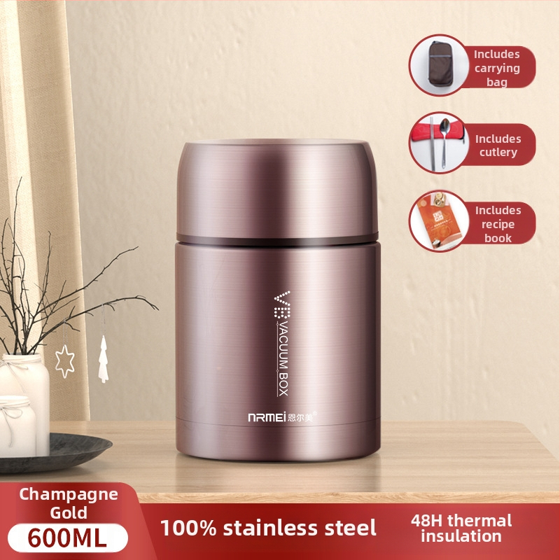 Enermei 316 nerūdijančio plieno maisto dėžutė su plataus atidarymo burna, didelė talpa, dangtelis, 12–24 valandų šilumos izoliacija