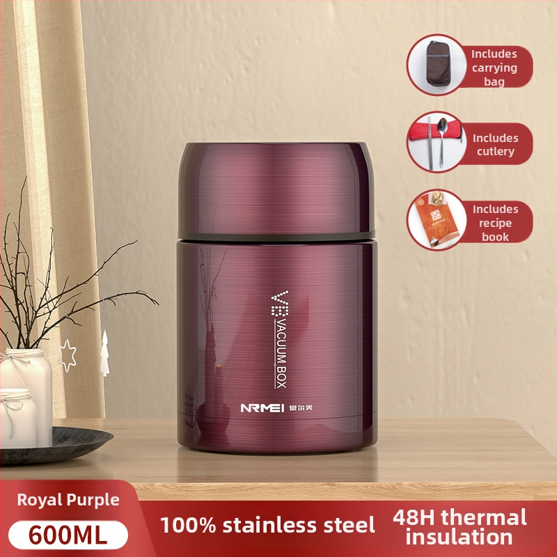 Enermei 316 nerūdijančio plieno maisto dėžutė su plataus atidarymo burna, didelė talpa, dangtelis, 12–24 valandų šilumos izoliacija