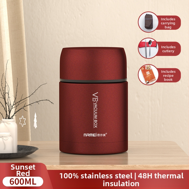 Enermei 316 nerūdijančio plieno maisto dėžutė su plataus atidarymo burna, didelė talpa, dangtelis, 12–24 valandų šilumos izoliacija