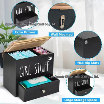 Ξύλινο ράφι αποθήκευσης με συρτάρι για χαρτί υγείας και ταμπόν – μοντέρνος μινιμαλιστικός σχεδιασμός, δυνατότητα λογότυπου