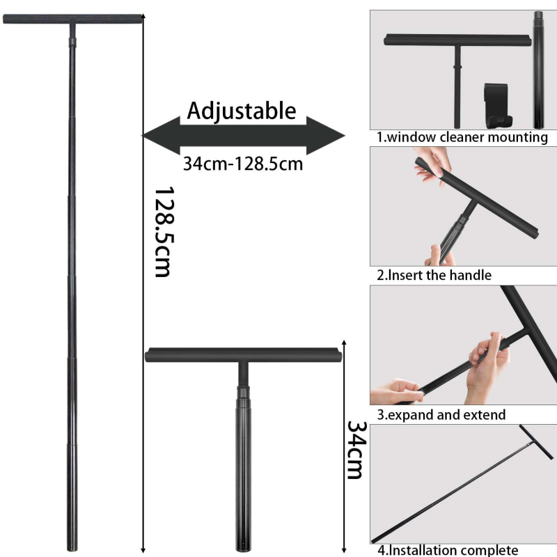 Телескопичен силиконов чистач за стъкло – едностранен, за домакинство (баня и прозорци), 2024 г.