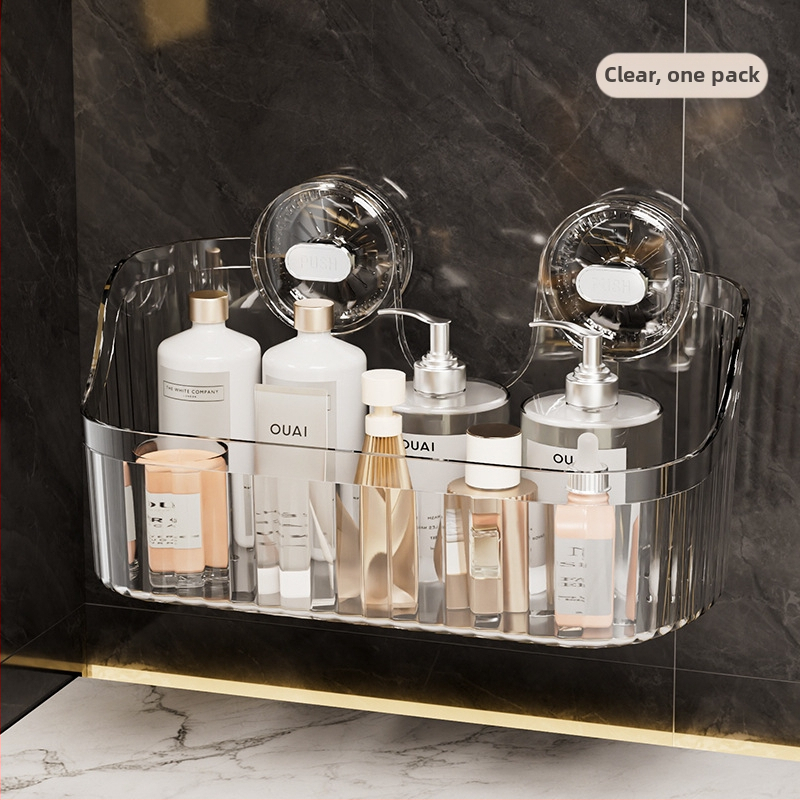 Independent Ράφι Μπάνιου Τοίχου με Βεντούζα, Χωρίς Τρύπες, Μεγάλη Χωρητικότητα, Στυλ Light Luxury