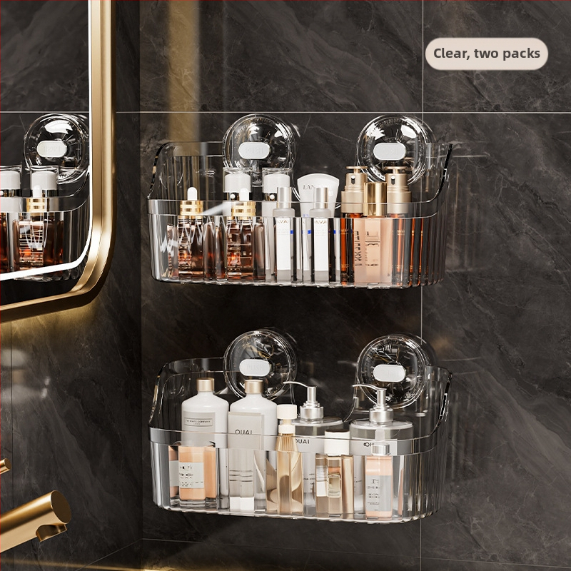 Independent Ράφι Μπάνιου Τοίχου με Βεντούζα, Χωρίς Τρύπες, Μεγάλη Χωρητικότητα, Στυλ Light Luxury