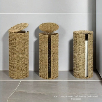 Κάδος αποθήκευσης με καπάκι, πλεγμένος από μεταλλικό σκοινί, για βιβλία, περιοδικά και ρούχα — μοντέρνο μινιμαλιστικό στυλ