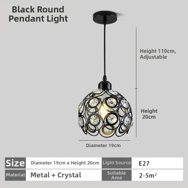 Κρυστάλλινο κρεμαστό φωτιστικό οροφής, πολυκεφαλής, LED φωτισμός, ρυθμιζόμενος ύψος, μεταλλική σκιά από σίδηρο, κατάλληλο για είσοδο και μπαλκόνι, ευρωπαϊκό στυλ, κάλυψη 5–10 m²