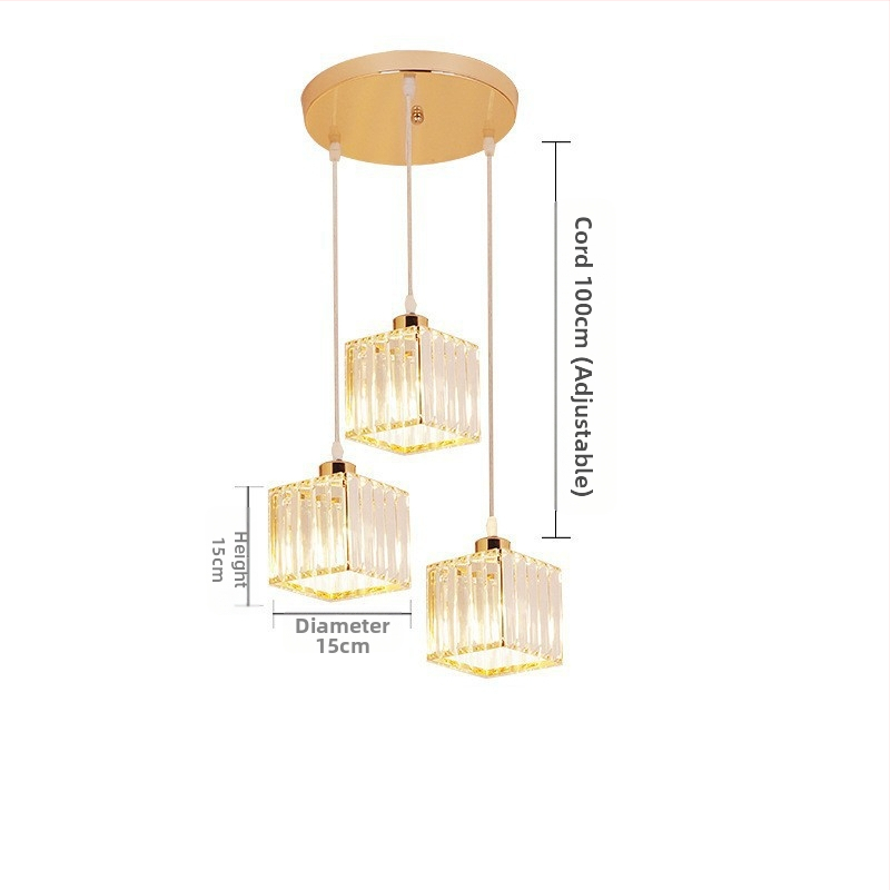 Κρυστάλλινο κρεμαστό φωτιστικό οροφής, πολυκεφαλής, LED φωτισμός, ρυθμιζόμενος ύψος, μεταλλική σκιά από σίδηρο, κατάλληλο για είσοδο και μπαλκόνι, ευρωπαϊκό στυλ, κάλυψη 5–10 m²