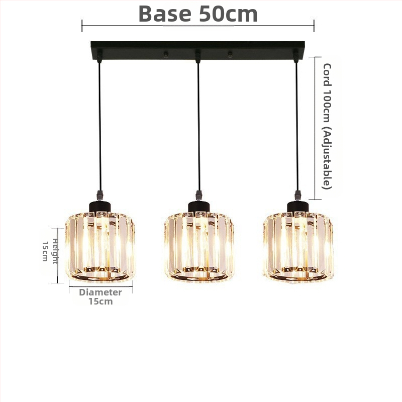 Κρυστάλλινο κρεμαστό φωτιστικό οροφής, πολυκεφαλής, LED φωτισμός, ρυθμιζόμενος ύψος, μεταλλική σκιά από σίδηρο, κατάλληλο για είσοδο και μπαλκόνι, ευρωπαϊκό στυλ, κάλυψη 5–10 m²