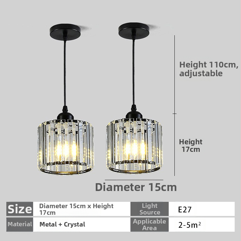 Κρυστάλλινο κρεμαστό φωτιστικό οροφής, πολυκεφαλής, LED φωτισμός, ρυθμιζόμενος ύψος, μεταλλική σκιά από σίδηρο, κατάλληλο για είσοδο και μπαλκόνι, ευρωπαϊκό στυλ, κάλυψη 5–10 m²