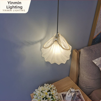 Γυάλινος κρεμαστός πολυέλαιος, γαλλικού παραδοσιακού στυλ για κρεβατοκάμαρα, LED φως, μοντέλο D002, με μία κεφαλή, εμβέλεια 3–5 τ.μ.