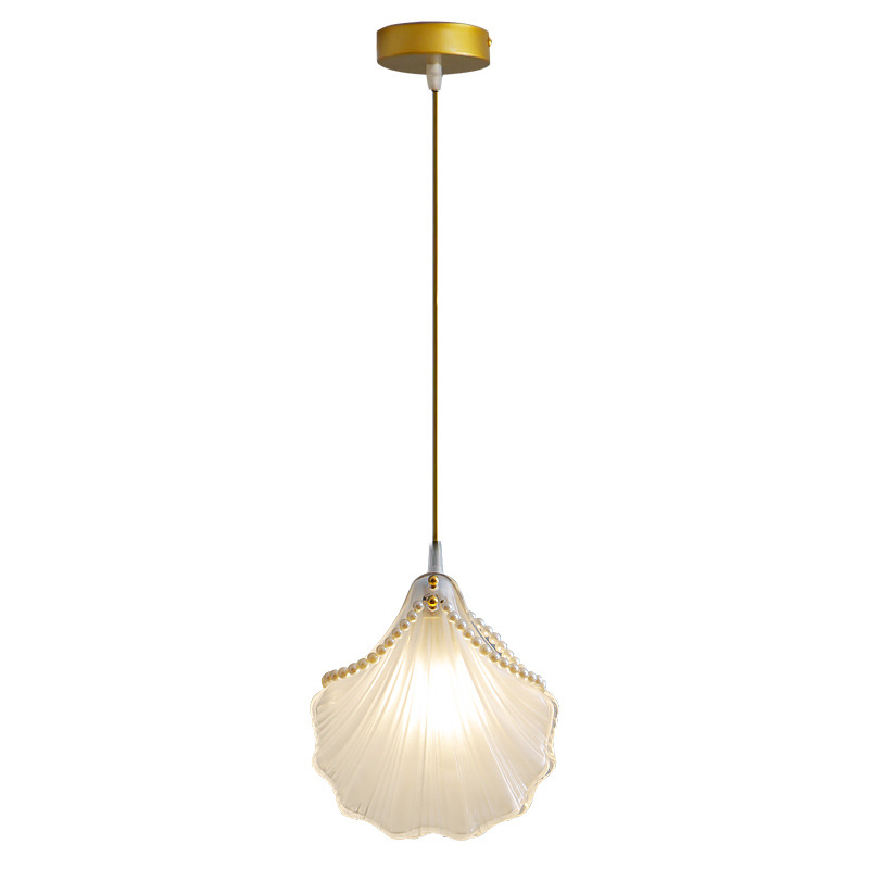 Γυάλινος κρεμαστός πολυέλαιος, γαλλικού παραδοσιακού στυλ για κρεβατοκάμαρα, LED φως, μοντέλο D002, με μία κεφαλή, εμβέλεια 3–5 τ.μ.