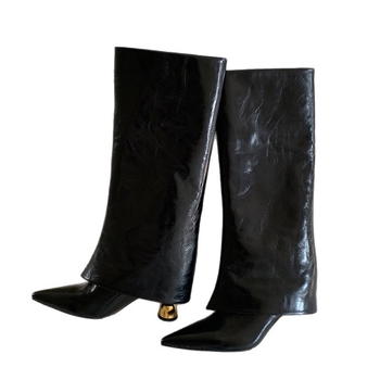 Ženske čizme do koljena s oštrim nosom, 6–8 cm visokim potpeticama, PU gornji dio, mikrovlaknena podstava