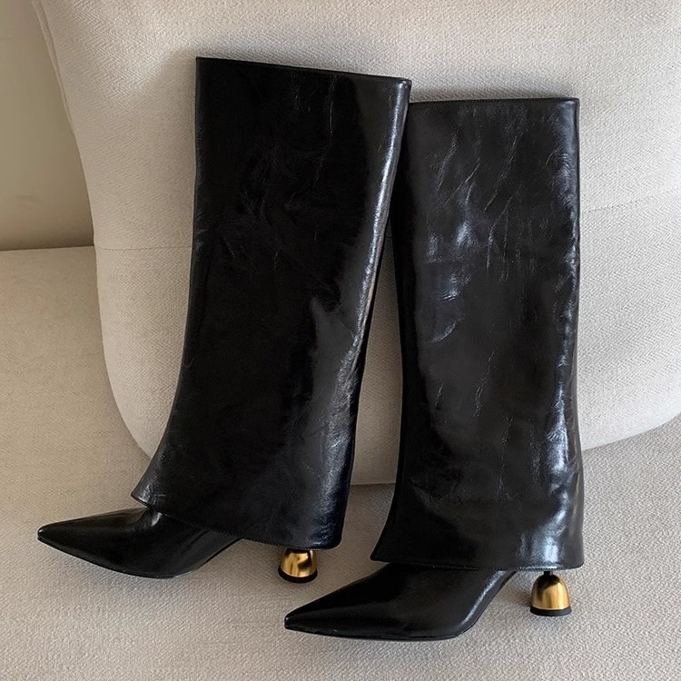 Ženske čizme do koljena s oštrim nosom, 6–8 cm visokim potpeticama, PU gornji dio, mikrovlaknena podstava