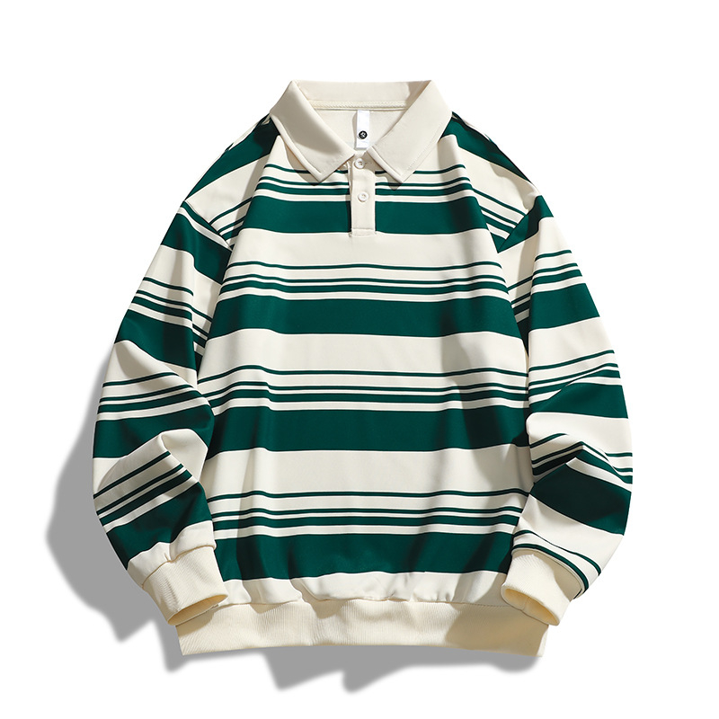 Korejas stilā polo krekli, svītrainais raksts, piegrieztā forma, 96% poliestera šķiedru maisījums, pavasarim un rudenim.