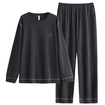 Vyriniai medvilniniai pižamos komplektas, ilgomis rankovėmis, 95–100% medvilnė, pavasaris–ruduo, paprastas kasdienio stiliaus