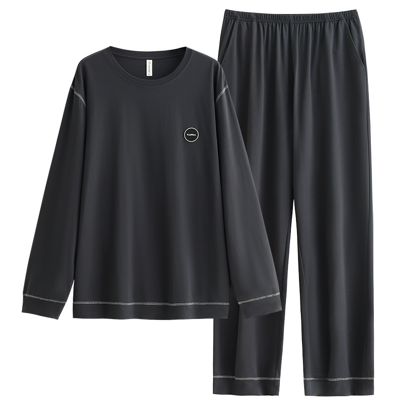 Vyriniai medvilniniai pižamos komplektas, ilgomis rankovėmis, 95–100% medvilnė, pavasaris–ruduo, paprastas kasdienio stiliaus